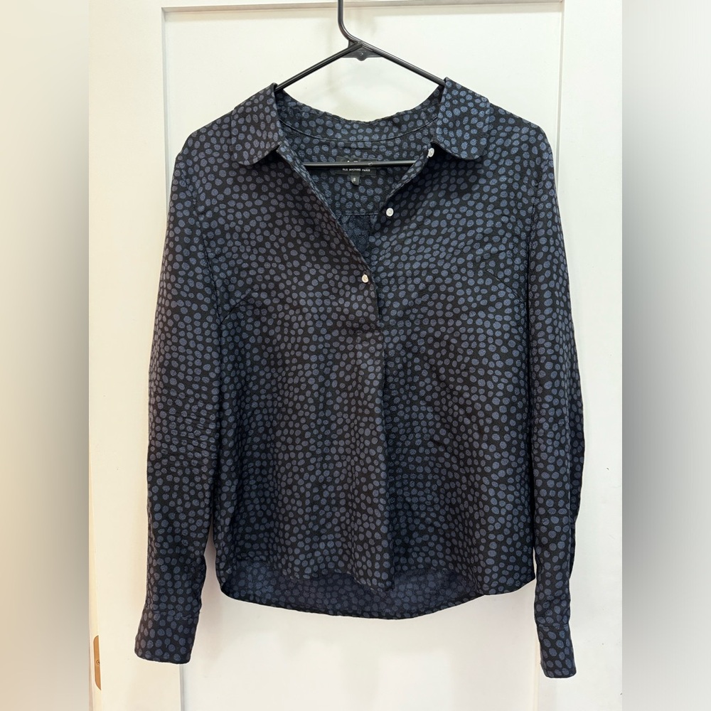 A.P.C. Silk, textured, half button up shirt - size small